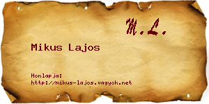 Mikus Lajos névjegykártya